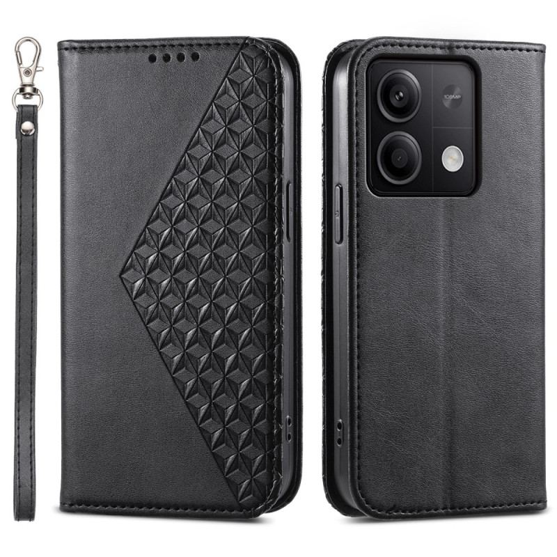 Etui Folio Do Xiaomi Redmi Note 13 5g Diamentowy Wzór Na Ramiączkach