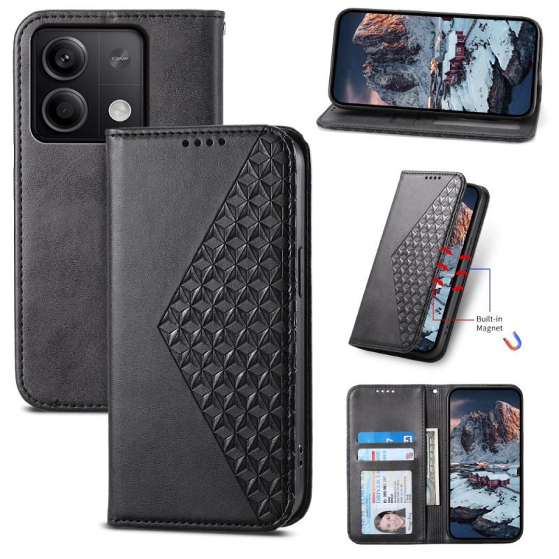 Etui Folio Do Xiaomi Redmi Note 13 5g Diamentowy Wzór Na Ramiączkach