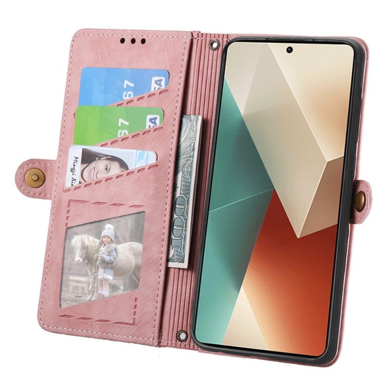 Etui Folio Do Xiaomi Redmi Note 13 5g Efekt Retro Z Paskiem