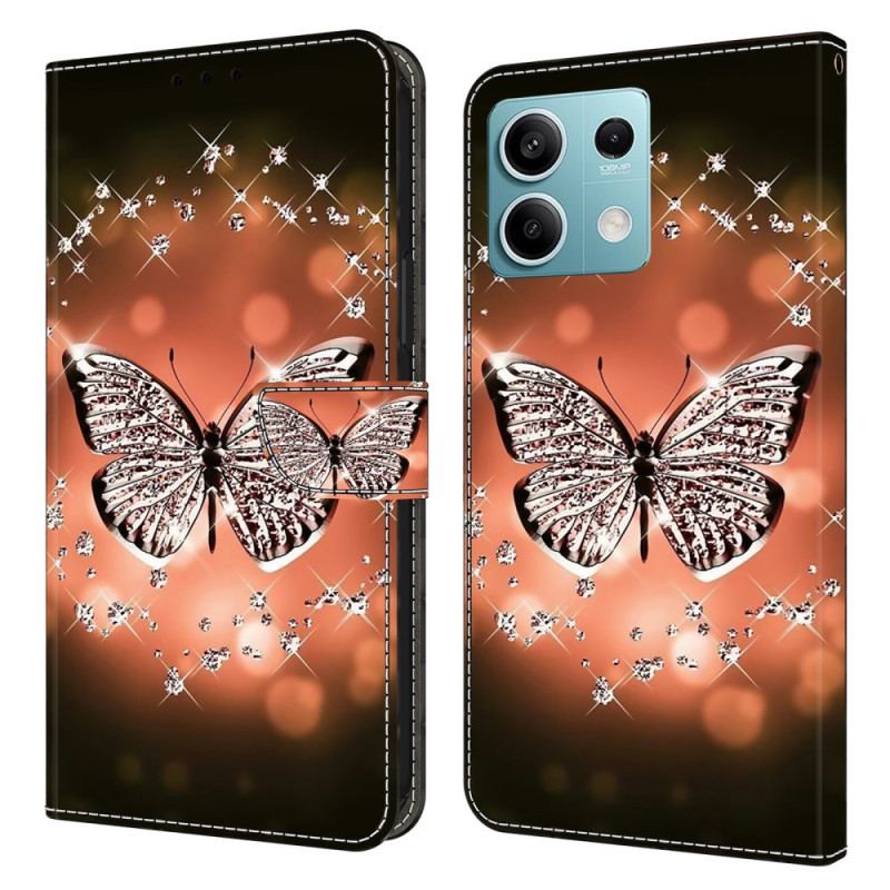 Etui Folio Do Xiaomi Redmi Note 13 5g Kryształowy Motyl