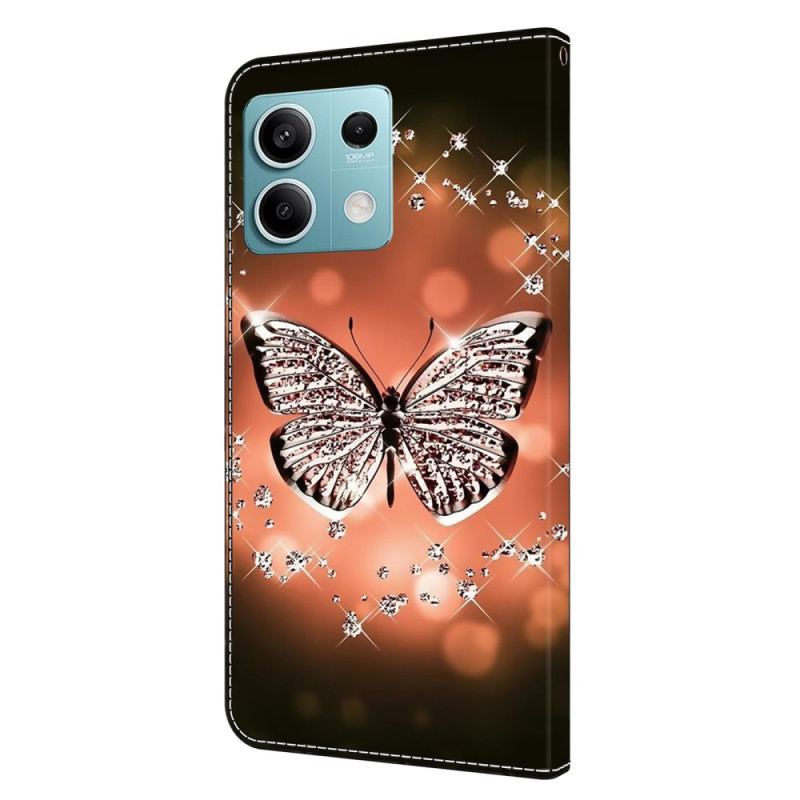 Etui Folio Do Xiaomi Redmi Note 13 5g Kryształowy Motyl