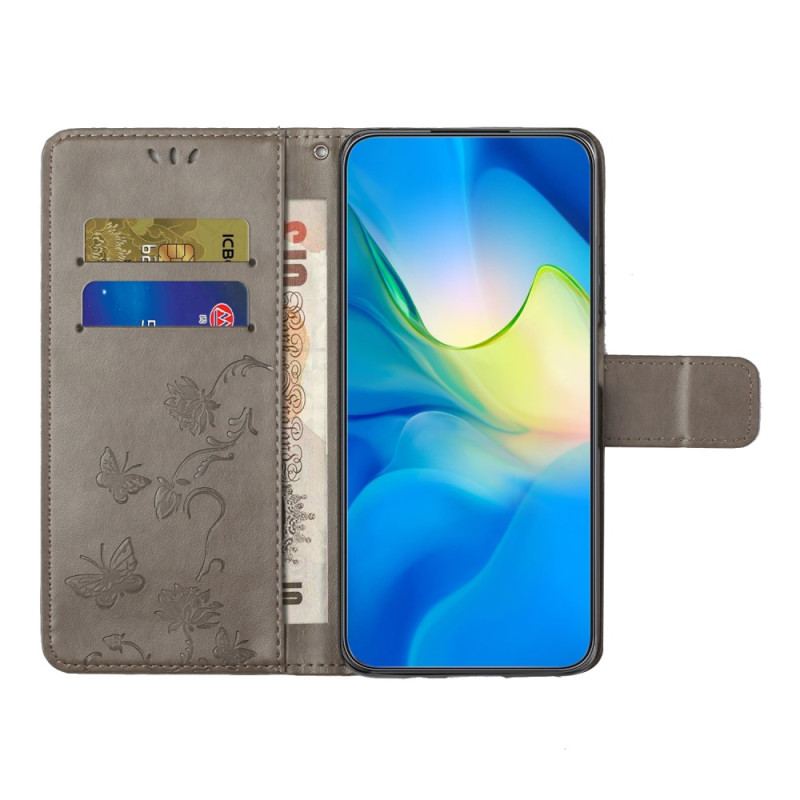 Etui Folio Do Xiaomi Redmi Note 13 5g Kwiaty Na Pasku