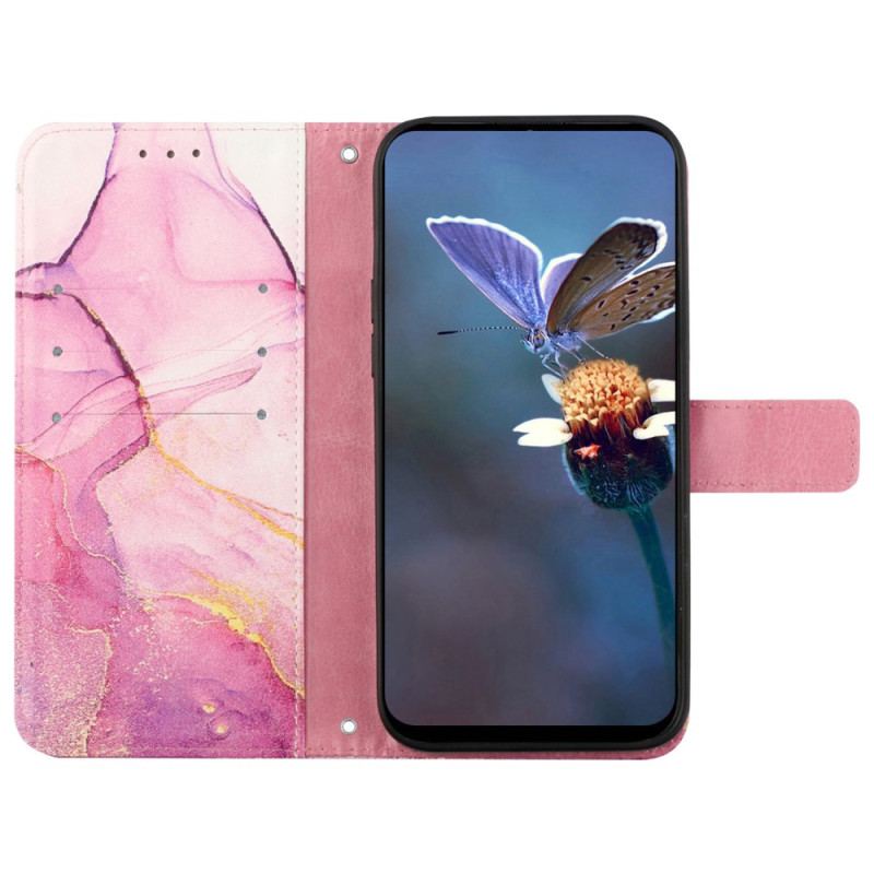 Etui Folio Do Xiaomi Redmi Note 13 5g Marmur Ze Smyczą I Paskiem Na Ramię