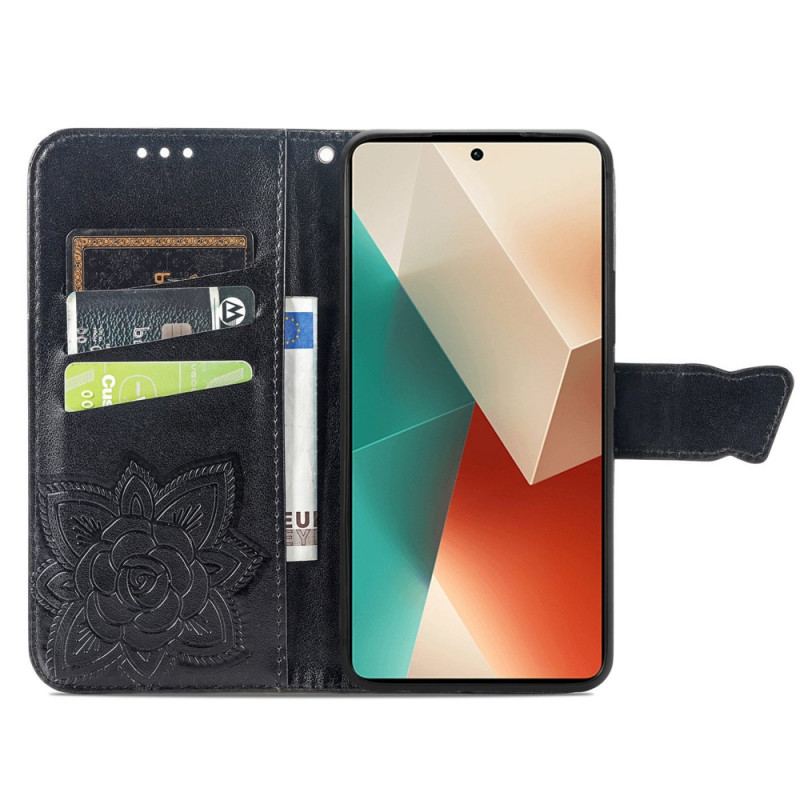 Etui Folio Xiaomi Redmi Note 13 5g Barokowy Motyl Z Paskiem Etui Ochronne