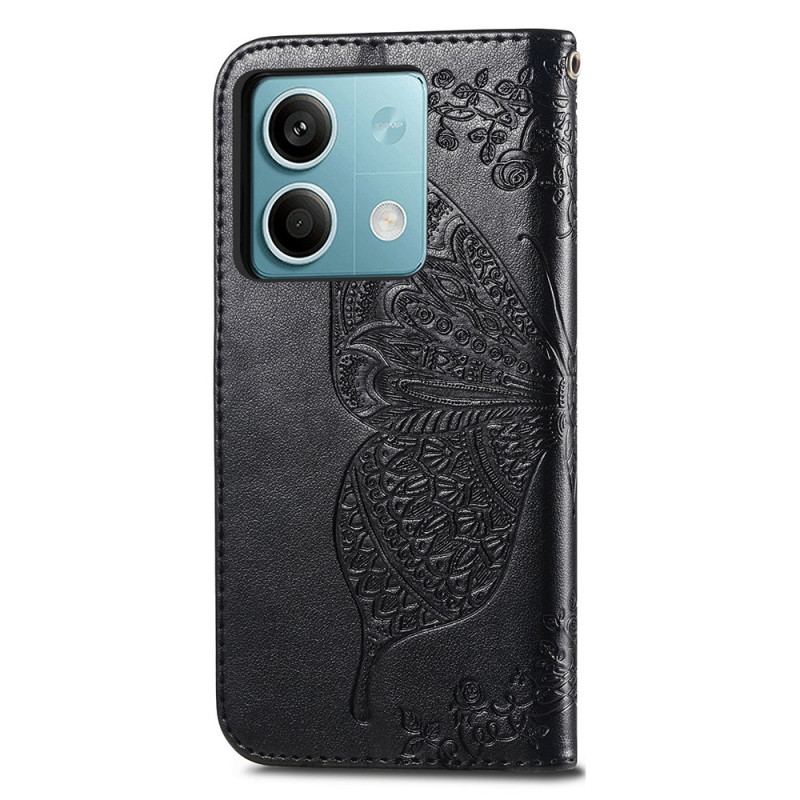 Etui Folio Xiaomi Redmi Note 13 5g Barokowy Motyl Z Paskiem Etui Ochronne