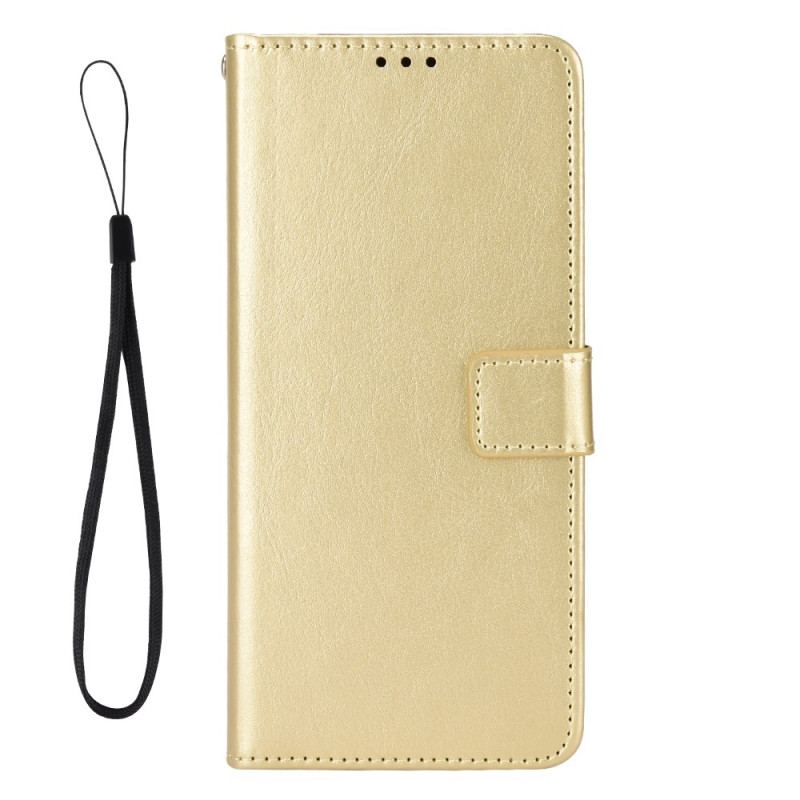 Etui Folio Xiaomi Redmi Note 13 5g Błyszcząca Sztuczna Skóra Z Paskiem Etui Ochronne