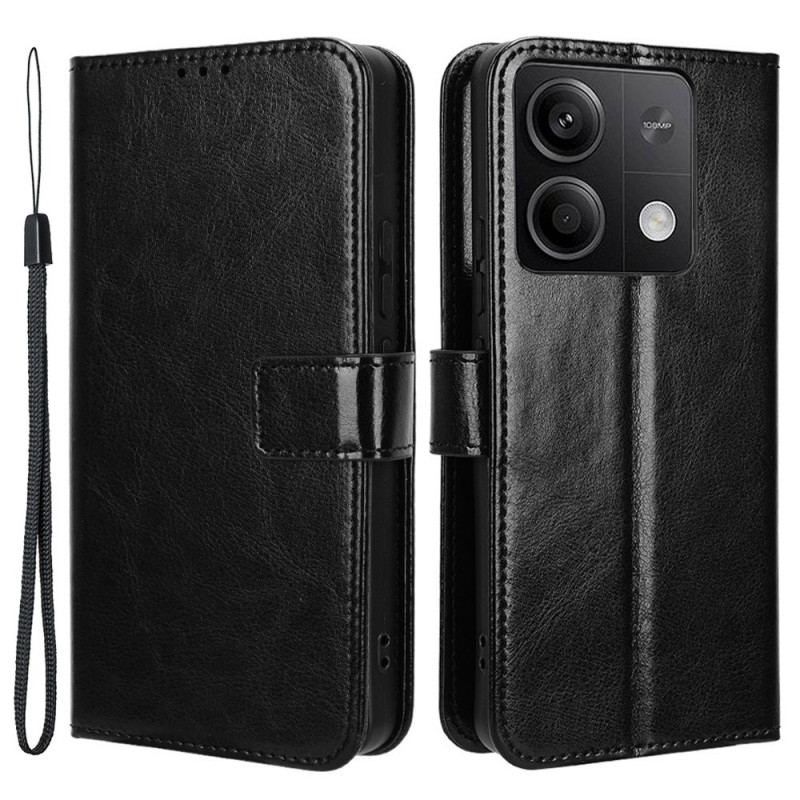 Etui Folio Xiaomi Redmi Note 13 5g Błyszcząca Sztuczna Skóra Z Paskiem Etui Ochronne