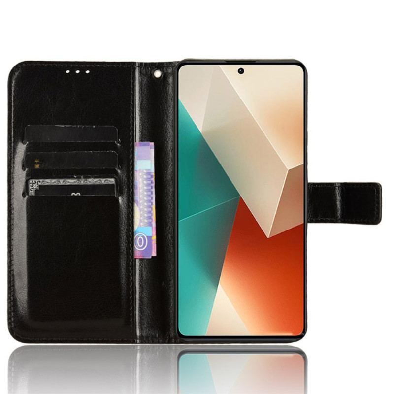 Etui Folio Xiaomi Redmi Note 13 5g Błyszcząca Sztuczna Skóra Z Paskiem Etui Ochronne