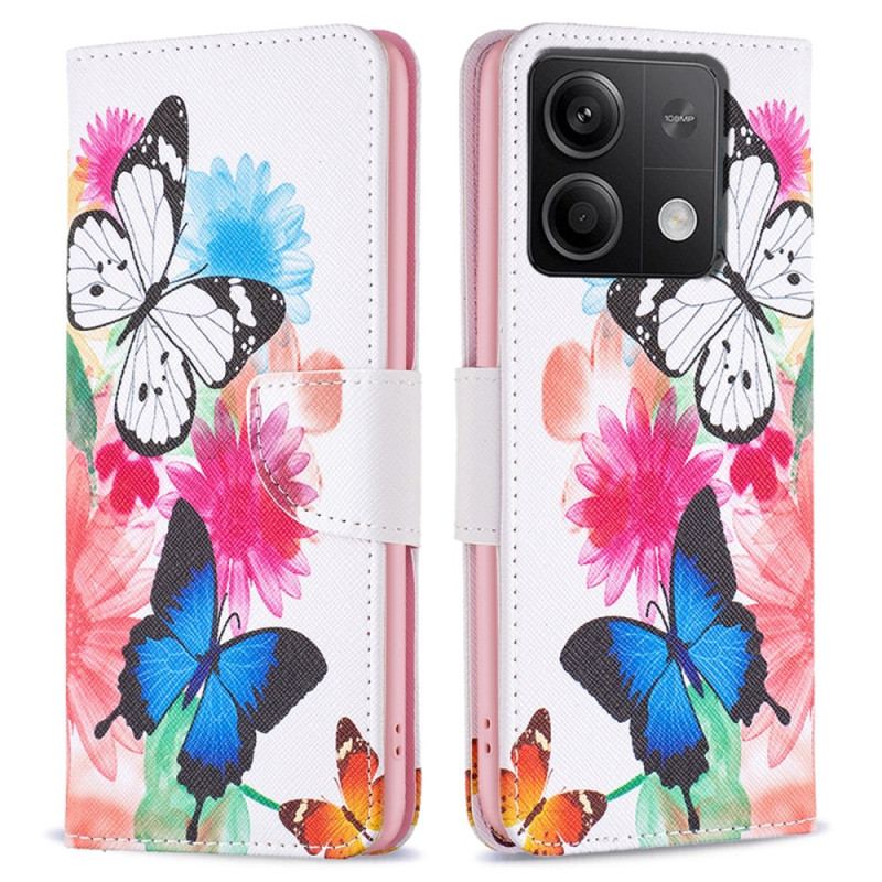 Etui Folio Xiaomi Redmi Note 13 5g Dwa Akwarelowe Motyle