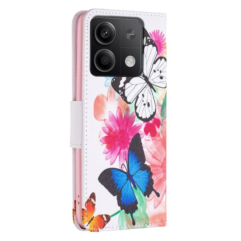 Etui Folio Xiaomi Redmi Note 13 5g Dwa Akwarelowe Motyle