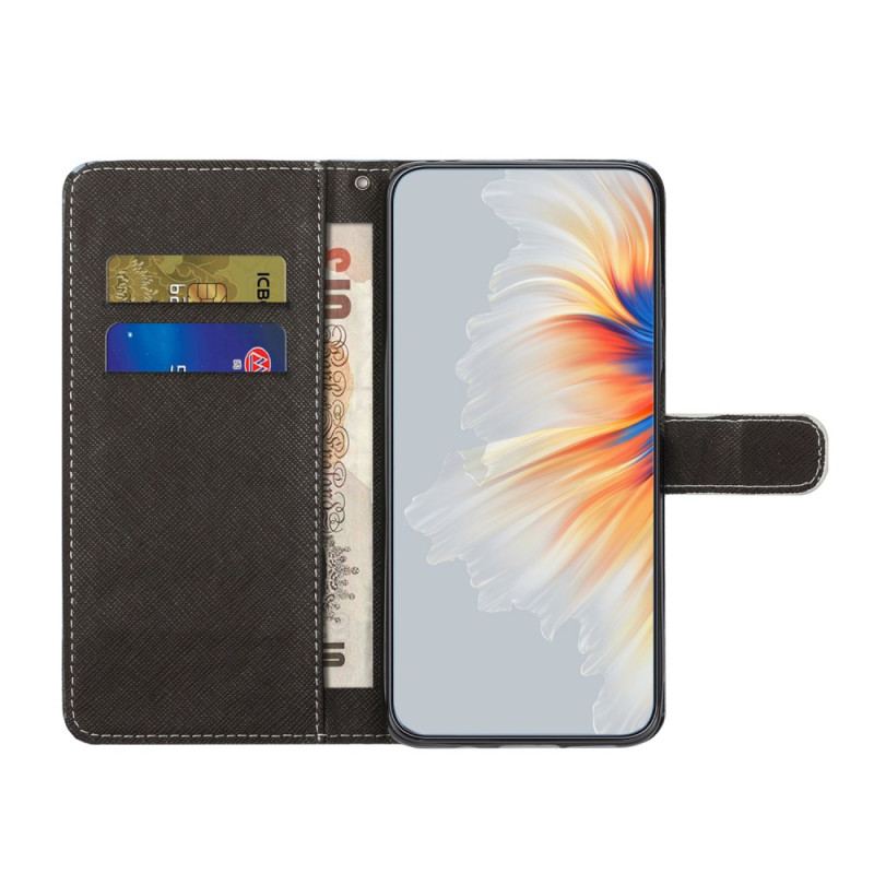 Etui Folio Xiaomi Redmi Note 13 5g Kocie Oczy Z Paskami Etui Ochronne