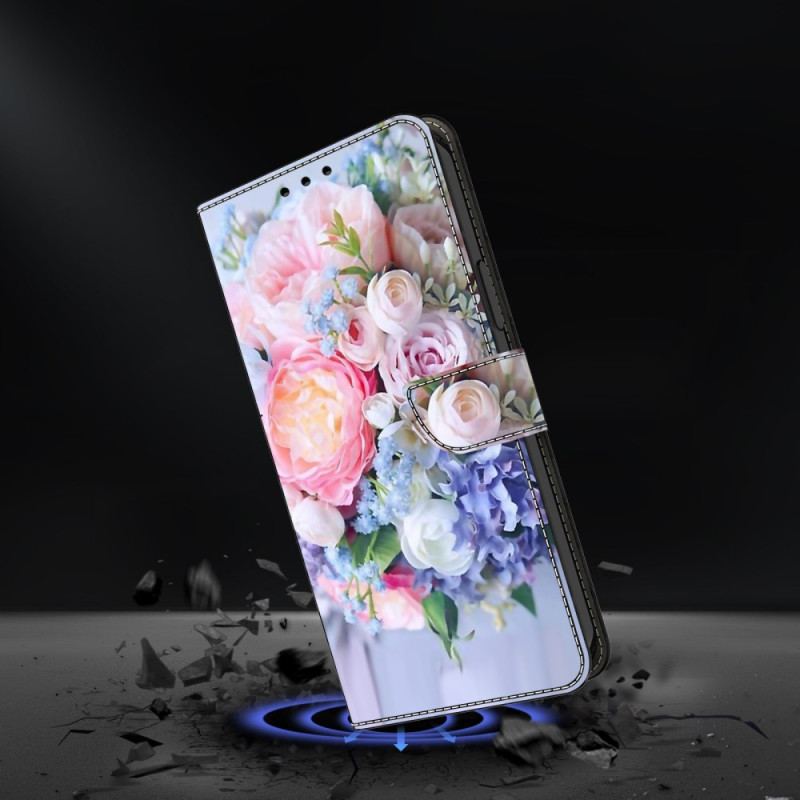 Etui Folio Xiaomi Redmi Note 13 5g Pastelowe Kwiaty Etui Ochronne