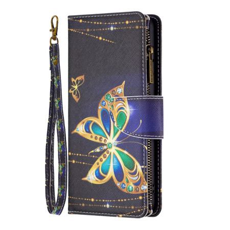 Etui Folio Xiaomi Redmi Note 13 5g Portfel Motylkowy Z Kryształkami I Paskiem Etui Ochronne