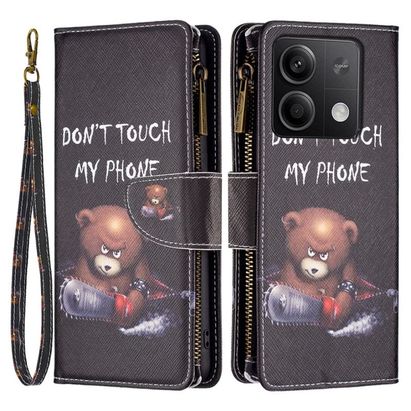 Etui Folio Xiaomi Redmi Note 13 5g Portfel Niebezpiecznego Niedźwiedzia Z Paskiem Etui Ochronne