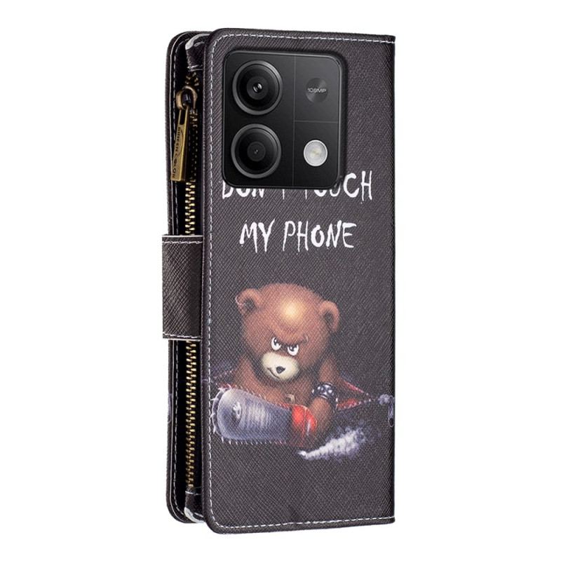 Etui Folio Xiaomi Redmi Note 13 5g Portfel Niebezpiecznego Niedźwiedzia Z Paskiem Etui Ochronne