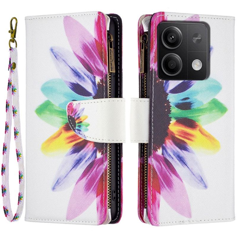 Etui Folio Xiaomi Redmi Note 13 5g Portfel W Akwarelowe Kwiaty Z Paskiem