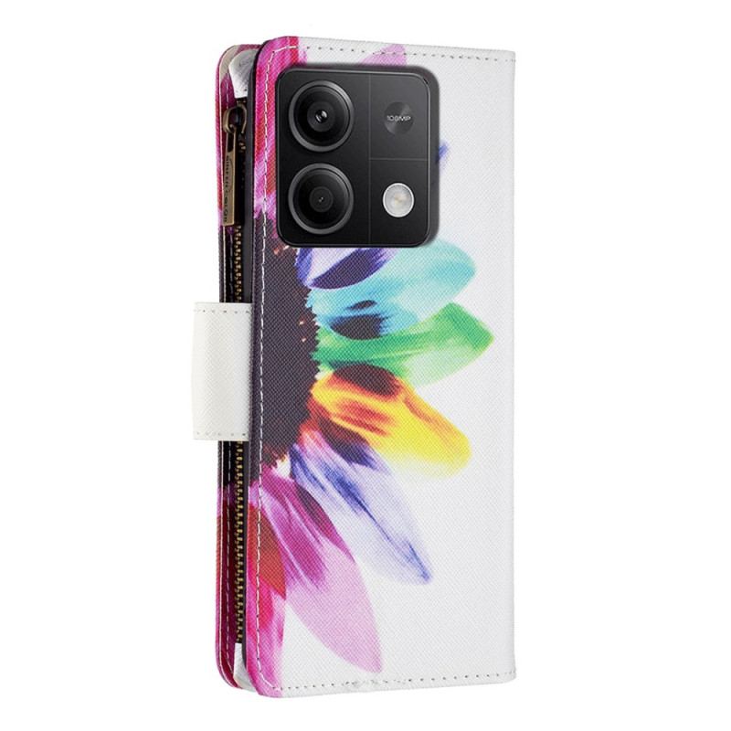 Etui Folio Xiaomi Redmi Note 13 5g Portfel W Akwarelowe Kwiaty Z Paskiem