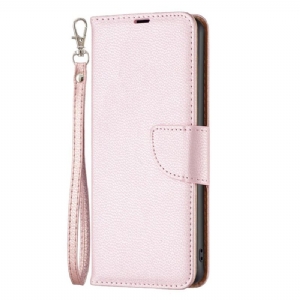 Etui Folio Xiaomi Redmi Note 13 5g Sztuczna Skóra Litchi Z Paskiem Etui Ochronne