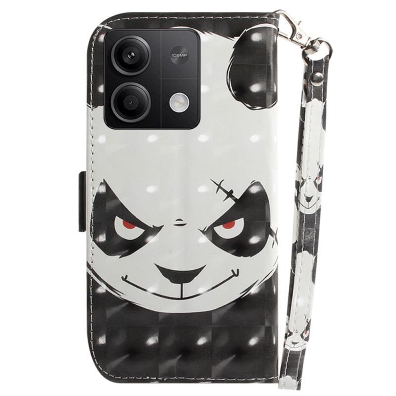 Etui Folio Xiaomi Redmi Note 13 5g Wściekła Panda Z Paskiem Etui Ochronne