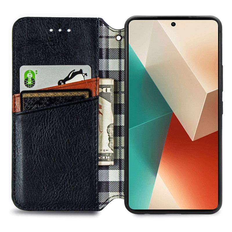 Flip Kotelot Xiaomi Redmi Note 13 5g Diamenty Z Efektem Skóry W Stylu Vintage