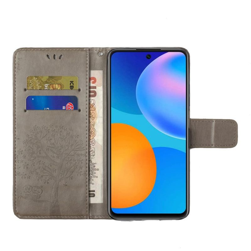 Skórzany Futerał Xiaomi Redmi Note 13 5g Etui Na Telefon Drzewo I Sowy