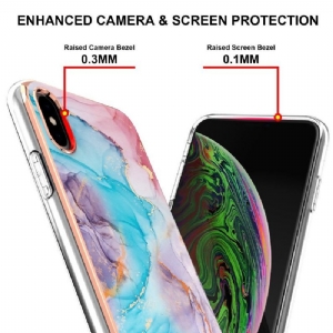 Etui do iPhone XS Max Niebieski Kolorowy Marmur