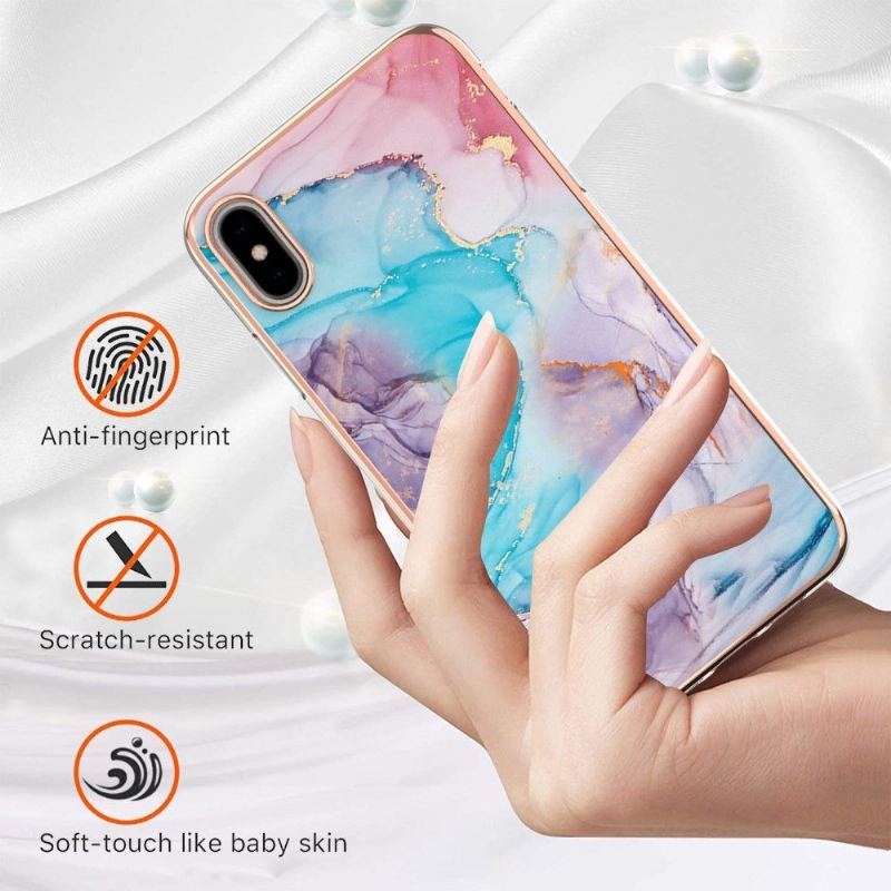 Etui do iPhone XS Max Niebieski Kolorowy Marmur