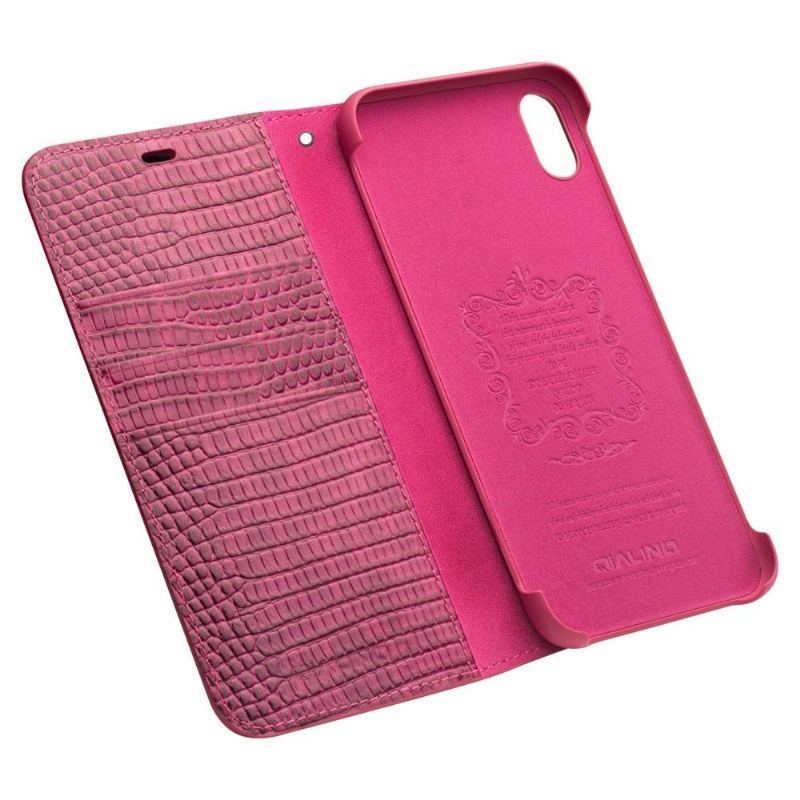 Etui Folio do iPhone XS Max Classic Prawdziwa Skóra Croc Efekt