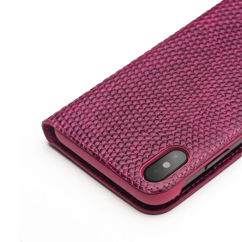 Etui Folio do iPhone XS Max Classic Prawdziwa Skóra Croc Efekt