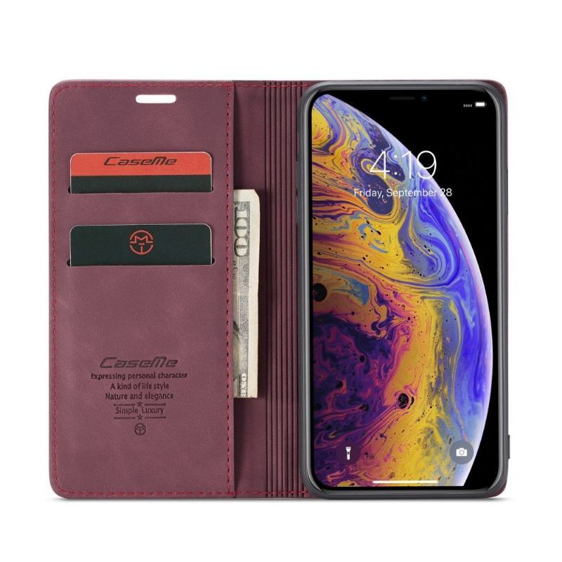 Etui Folio do iPhone XS Max Golias Efekt Skóry - Czerwone Wino