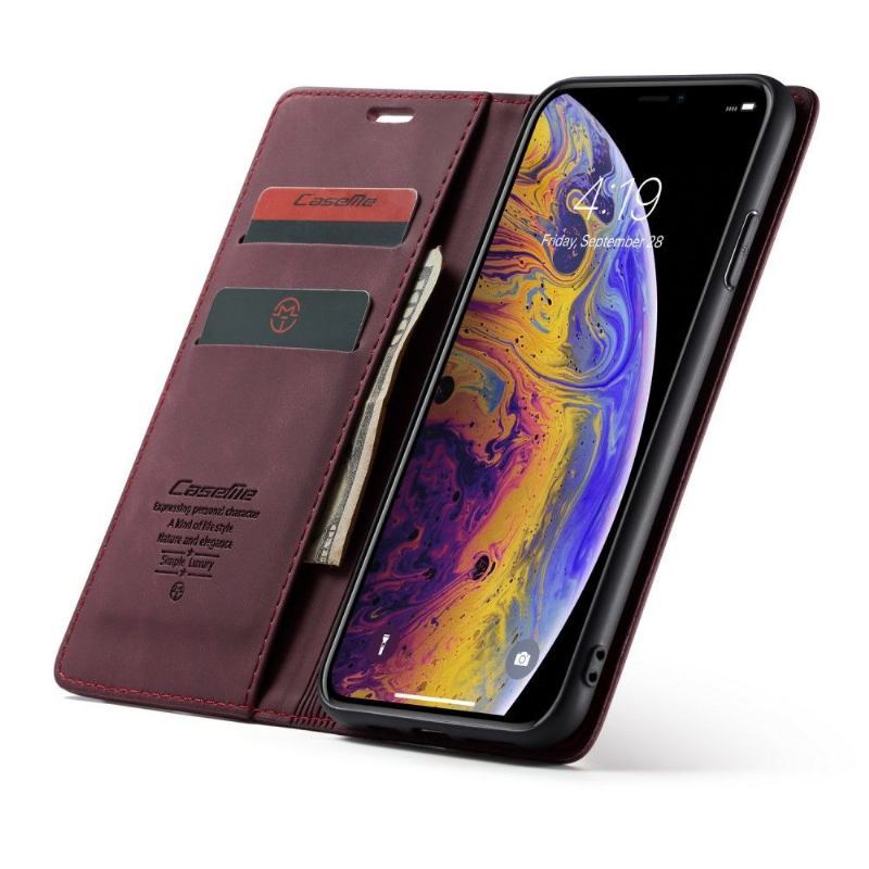 Etui Folio do iPhone XS Max Golias Efekt Skóry - Czerwone Wino