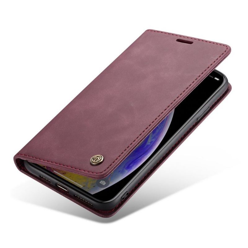 Etui Folio do iPhone XS Max Golias Efekt Skóry - Czerwone Wino