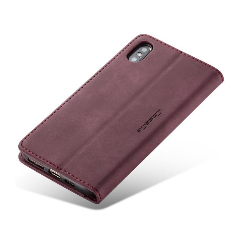 Etui Folio do iPhone XS Max Golias Efekt Skóry - Czerwone Wino