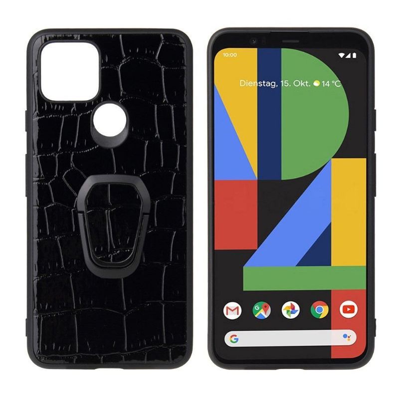 Etui do Google Pixel 5 Biznes Croc Efekt Z Pierścieniem