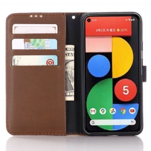 Etui do Google Pixel 5 Etui Folio Ze Sztucznej Skóry W Stylu Retro