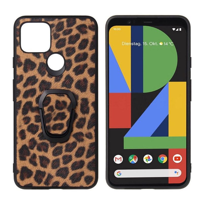 Etui do Google Pixel 5 Wzór Lamparta Z Pierścieniem