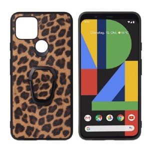 Etui do Google Pixel 5 Wzór Lamparta Z Pierścieniem