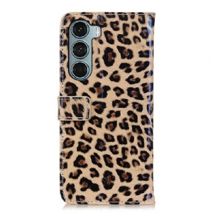 Etui Folio do Motorola Moto G200 5G Faux Leather Leopard Style