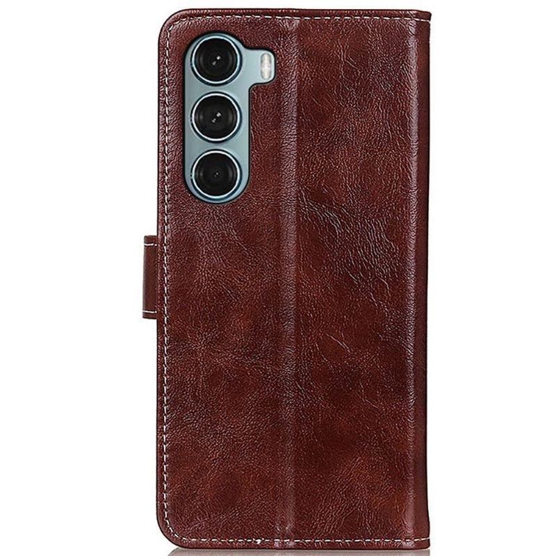 Etui Folio do Motorola Moto G200 5G Obrzeża Luksusowe Szwy Z Efektem Skóry