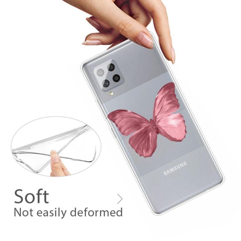 Etui do Samsung Galaxy A42 5G Różowy Motyl