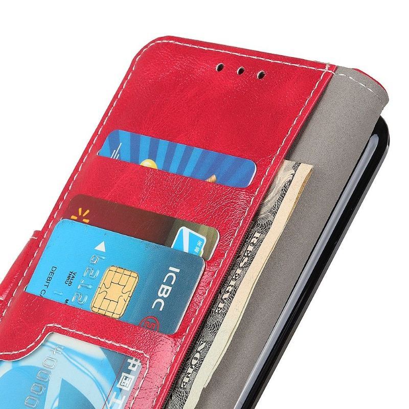 Etui Folio do Samsung Galaxy A42 5G Luksusowe Szwy Z Efektem Skóry