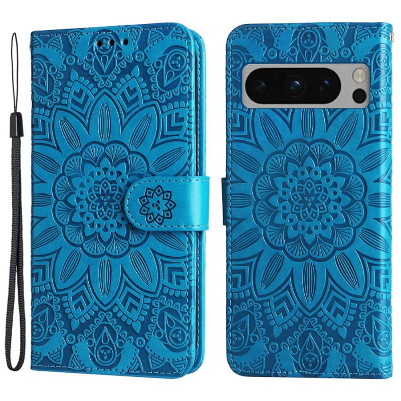 Etui Folio Google Pixel 8 Pro Mandala Słoneczna Ze Smyczą