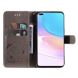 Etui Folio do Huawei Nova 8i / Honor 50 Lite Obrzeża Ilustracja Kot