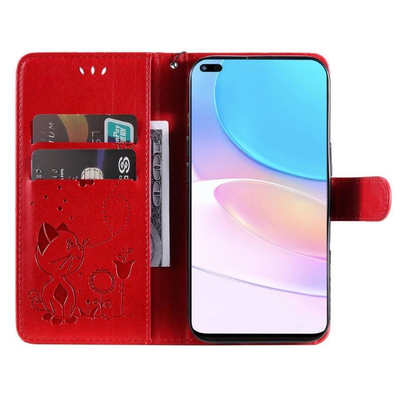 Etui Folio do Huawei Nova 8i / Honor 50 Lite Obrzeża Ilustracja Kot