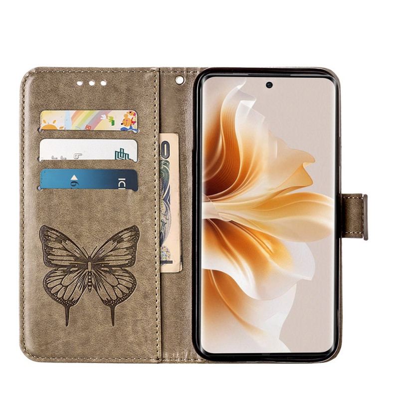 Etui Folio Do Oppo Reno 11 Pro 5g Kwiatowy Motyl Z Paskiem