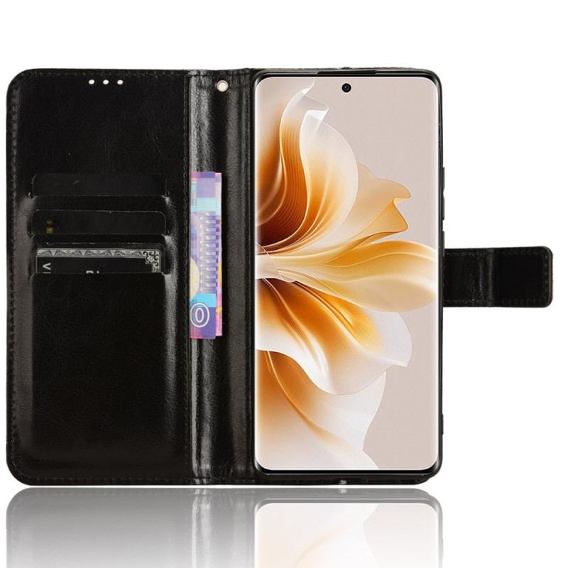 Etui Folio Oppo Reno 11 Pro 5g Błyszcząca Sztuczna Skóra Z Paskiem