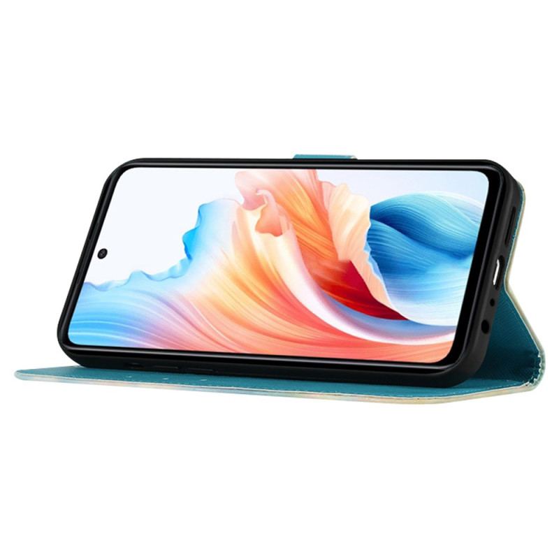 Skórzany Futerał Oppo Reno 11 Pro 5g Etui Na Telefon Złote Motyle