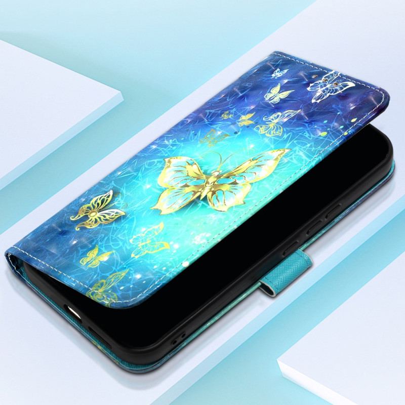 Skórzany Futerał Oppo Reno 11 Pro 5g Etui Na Telefon Złote Motyle