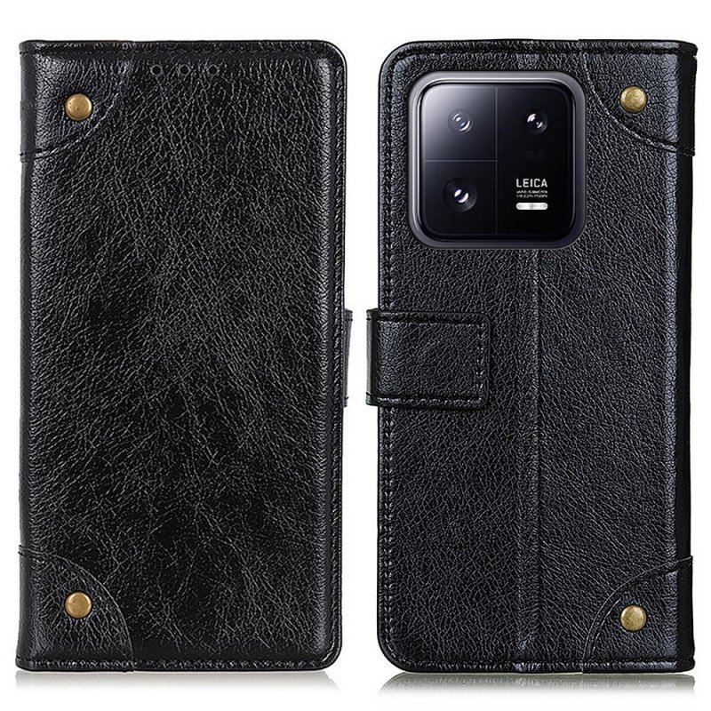 Etui Folio do Xiaomi 13 Pro Nity W Stylu Vintage Ze Skóry Nappa