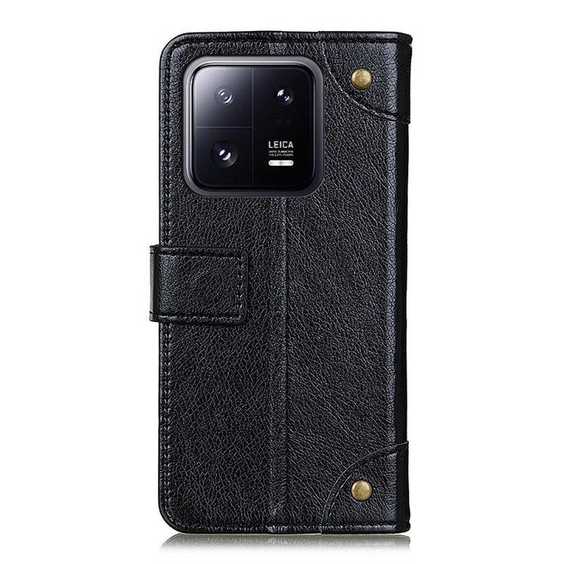 Etui Folio do Xiaomi 13 Pro Nity W Stylu Vintage Ze Skóry Nappa